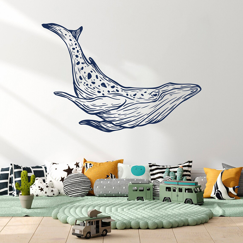 Baby Nursery Mural Wallpaper - Naklejki na ścianę wieloryby morskie dekoracje