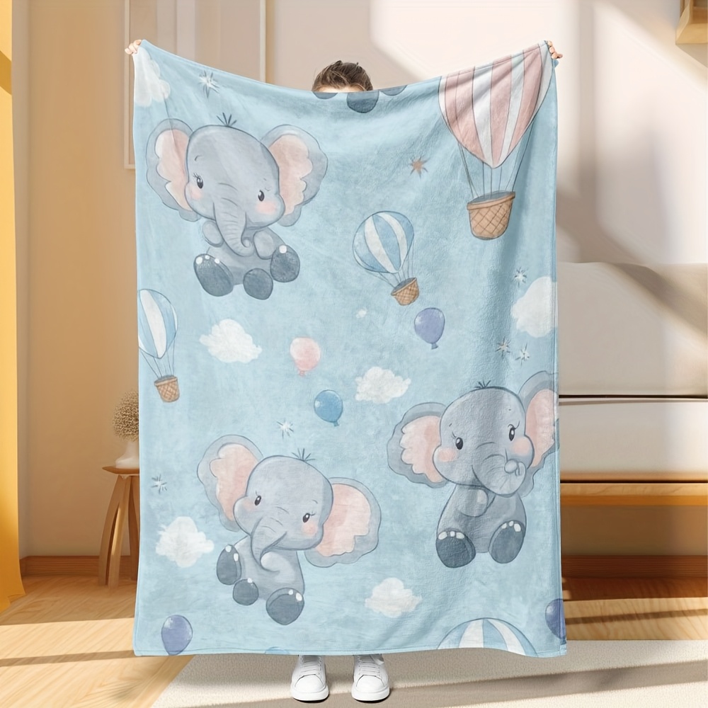 Baby Nursery Hot Air Balloon Theme - Uroczy kocyk z motywem słonia i