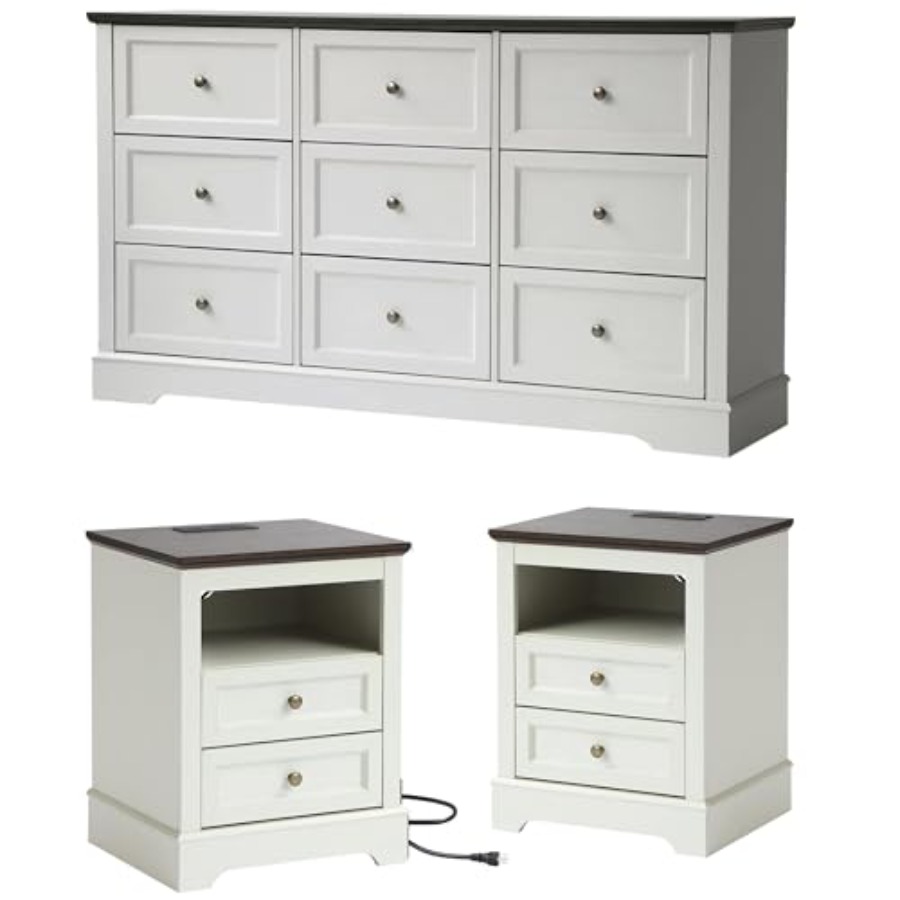 Drawer Dresser White - Zestawy mebli do sypialni w stylu