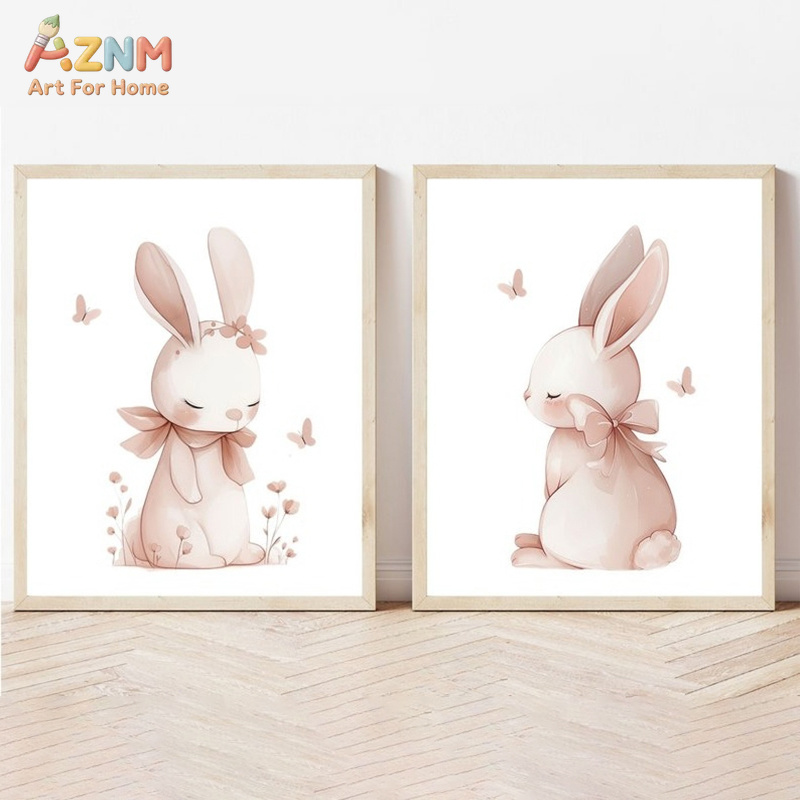 Baby Nursery Neutral - AZNM Miękki Różowy Obraz na Płótnie