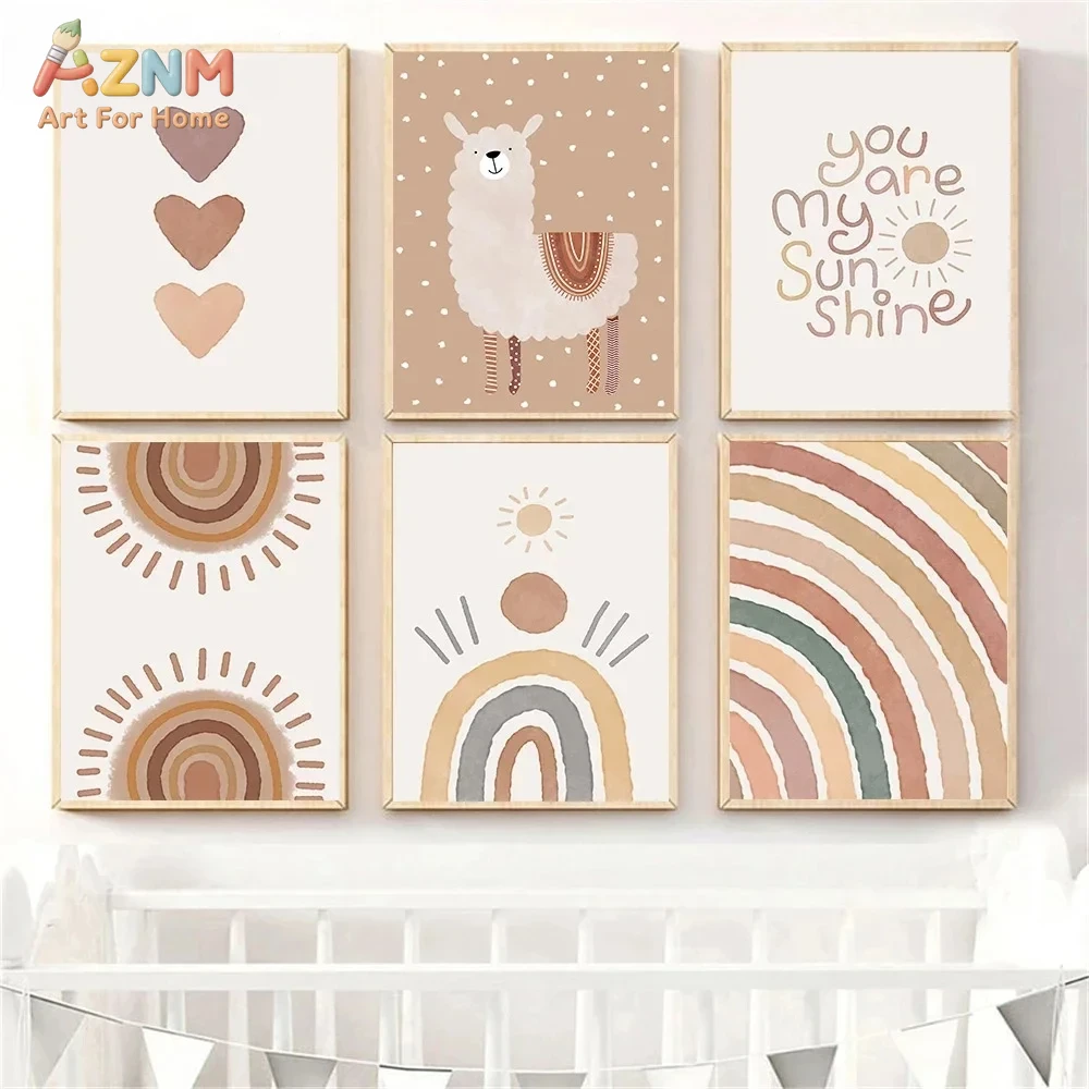 Baby Nursery Neutral - AZNM Boho Neutralny Obraz na Płótnie