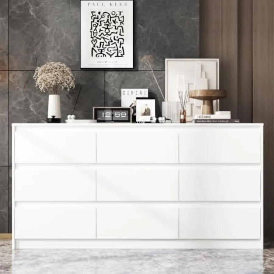Drawer Dresser White - Komoda z 9 szufladami do sypialni,