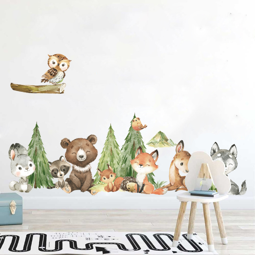 Baby Nursery Needs - Kreskówka Akwarela Las Zwierzę Naklejka ścienna