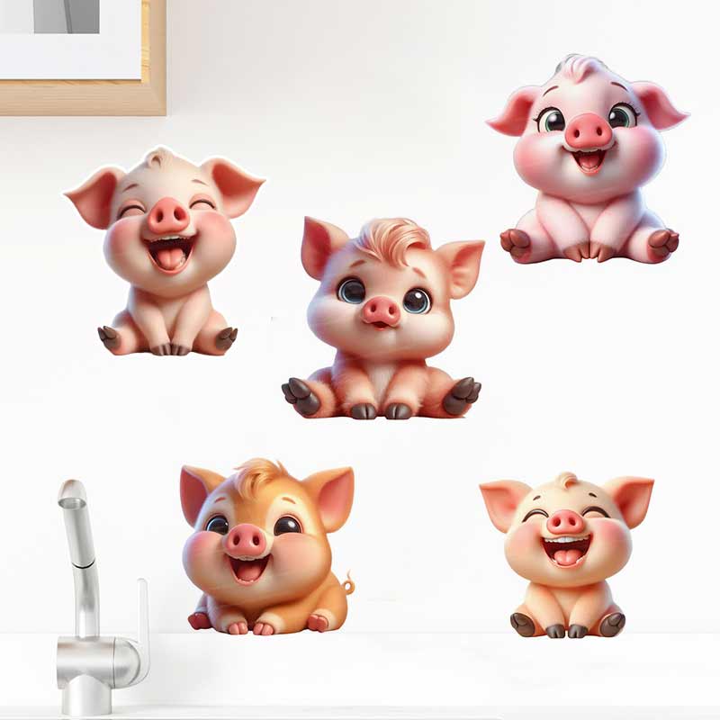 Baby Nursery Mural Wallpaper - Urocza naklejka ścienna z motywem świnki,
