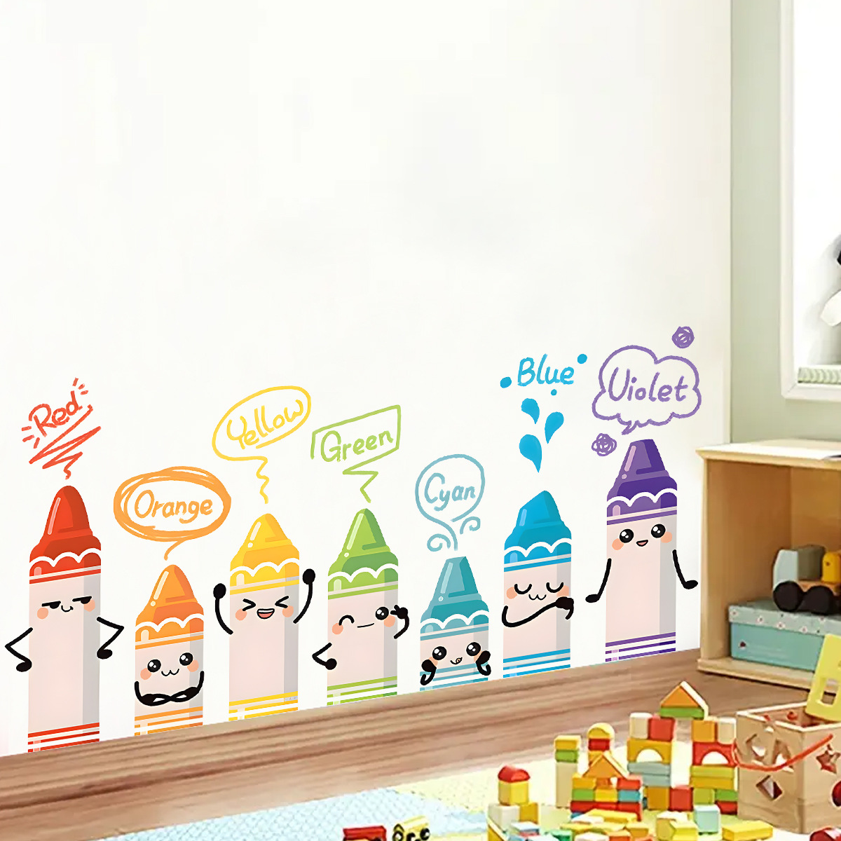Baby Nursery Needs - Cartoon Cute Colorful Crayon Pattern Wall