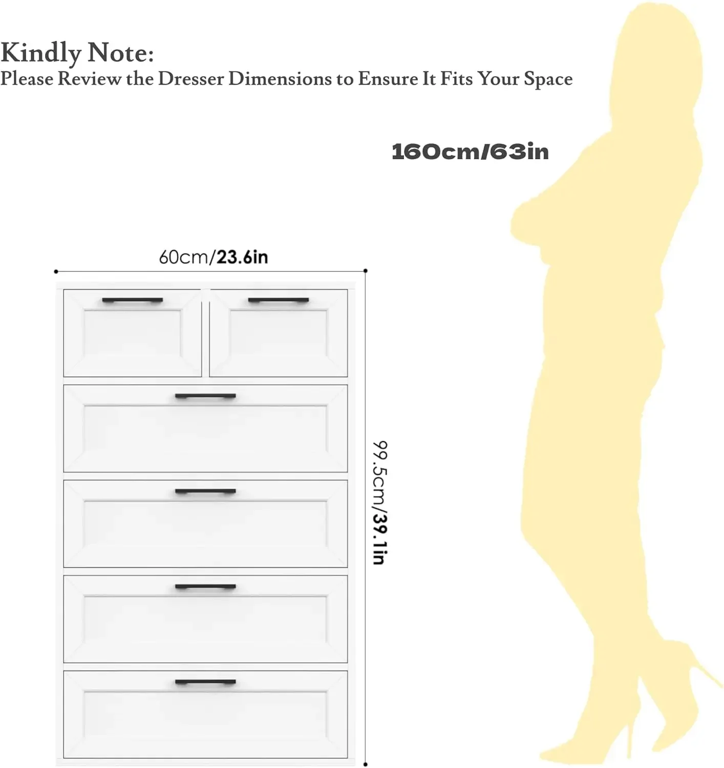 Drawer Dresser White - Wielka Wyprzedaż: Komoda z 6 szufladami,