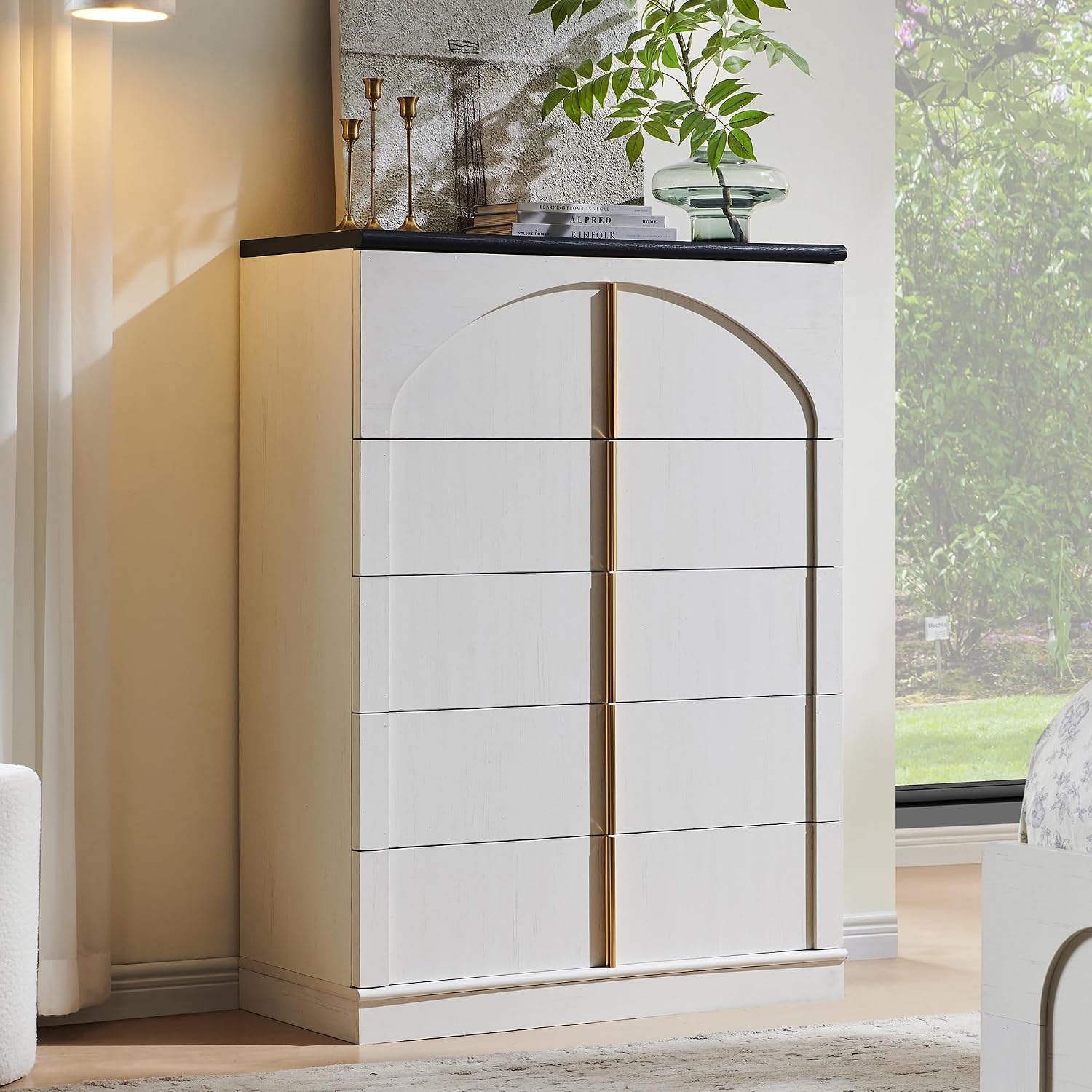 Drawer Dresser White - Komoda z 5 szufladami, wysokość 112