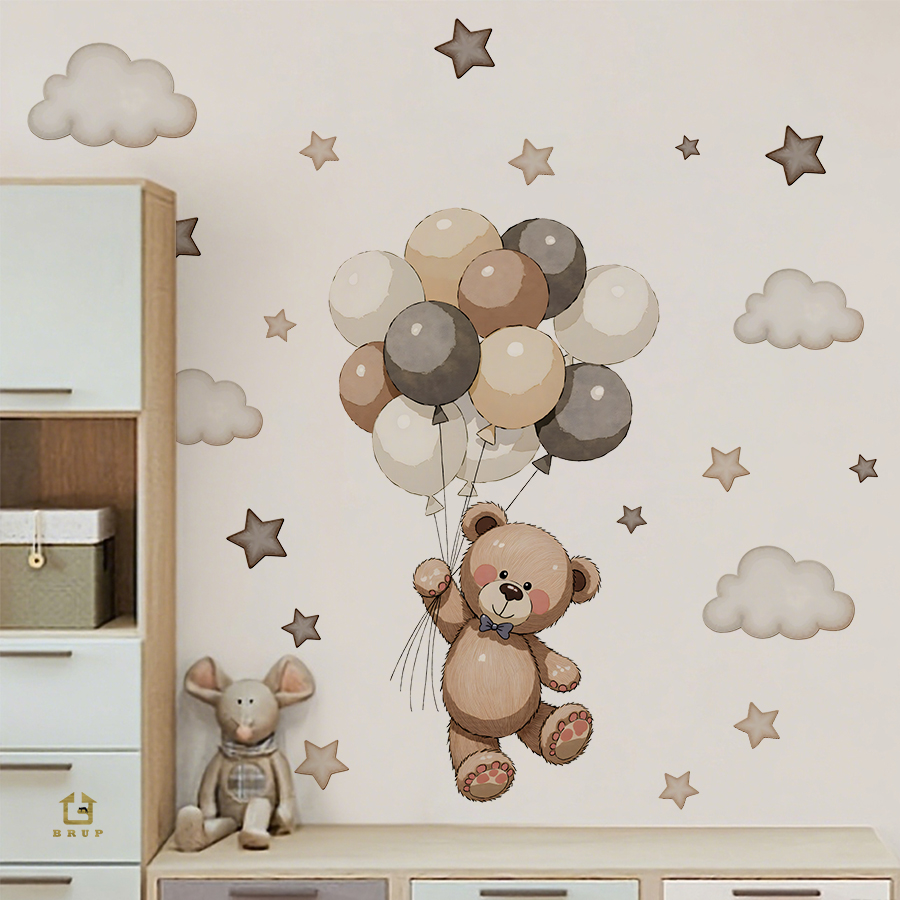 Baby Nursery Design - Urocze naklejki ścienne z misiami, zdejmowalne