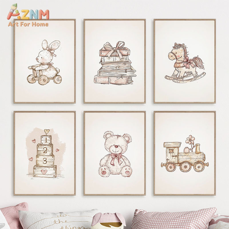 Baby Nursery Neutral - AZNM Vintage Obraz na Płótnie dla