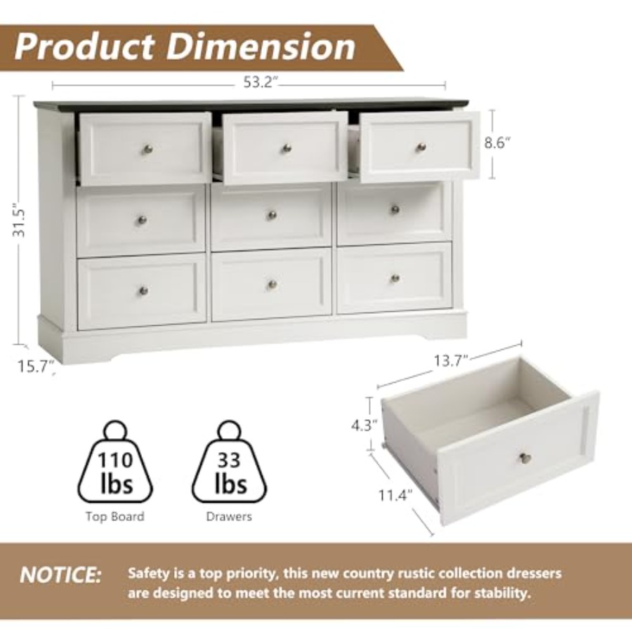 Zestawy mebli do sypialni w st – Drawer Dresser White recenzja i cena