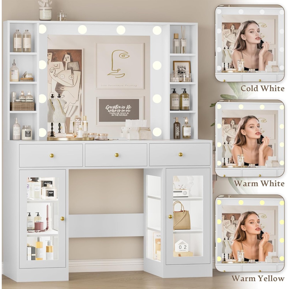 Biała toaletka z szklanym blat – Drawer Dresser White recenzja i cena