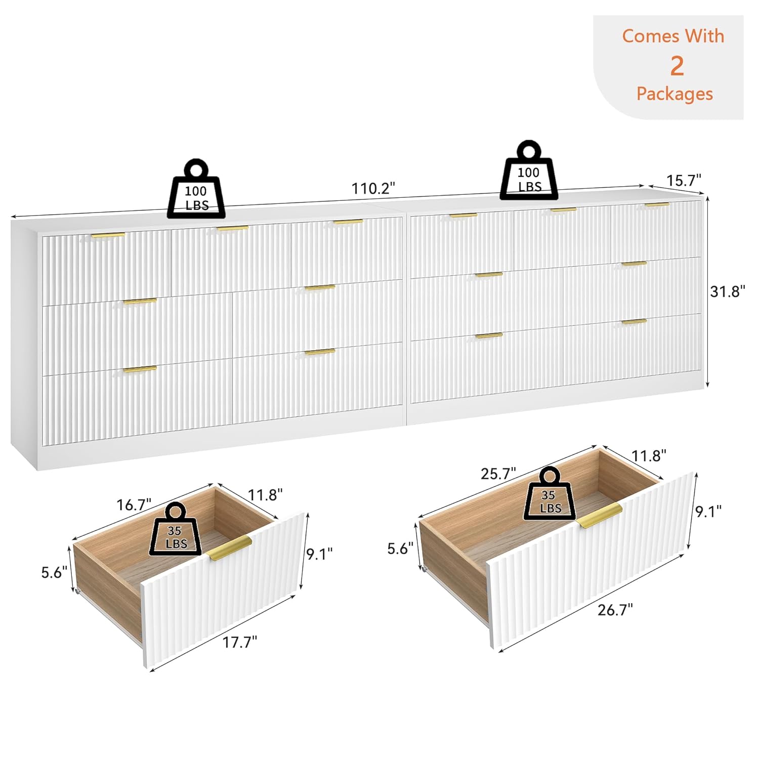 # Biały Drewniany Długi Komod  – Drawer Dresser White recenzja i cena