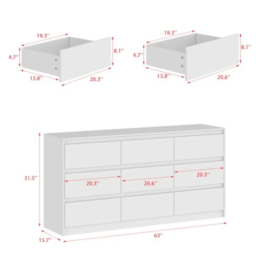Komoda z 9 szufladami do sypia – Drawer Dresser White recenzja i cena