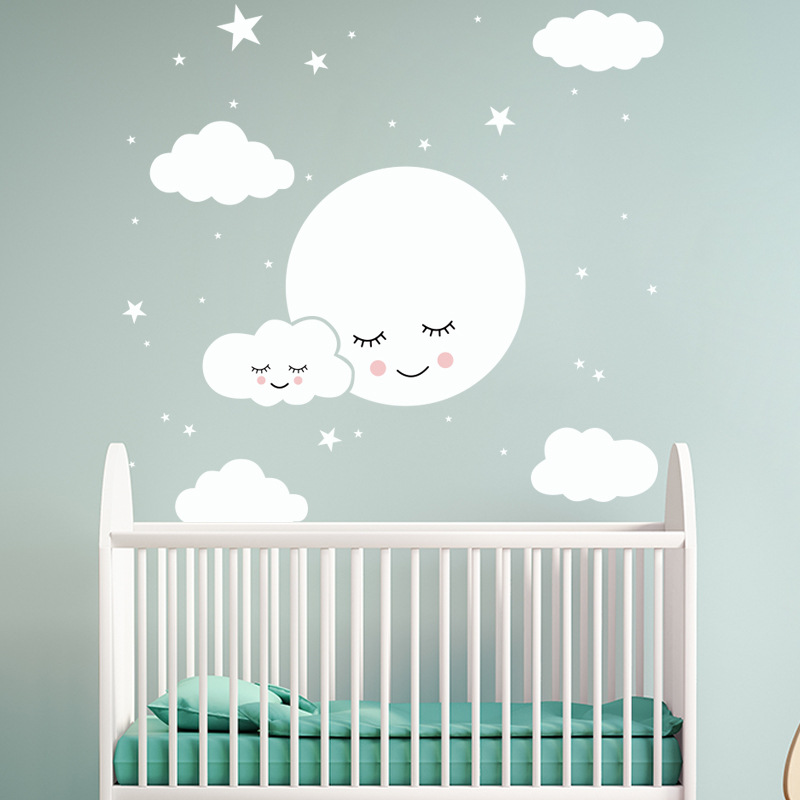 Biała kreskówka uśmiechnięta c – Baby Nursery Mural Wallpaper recenzja i cena