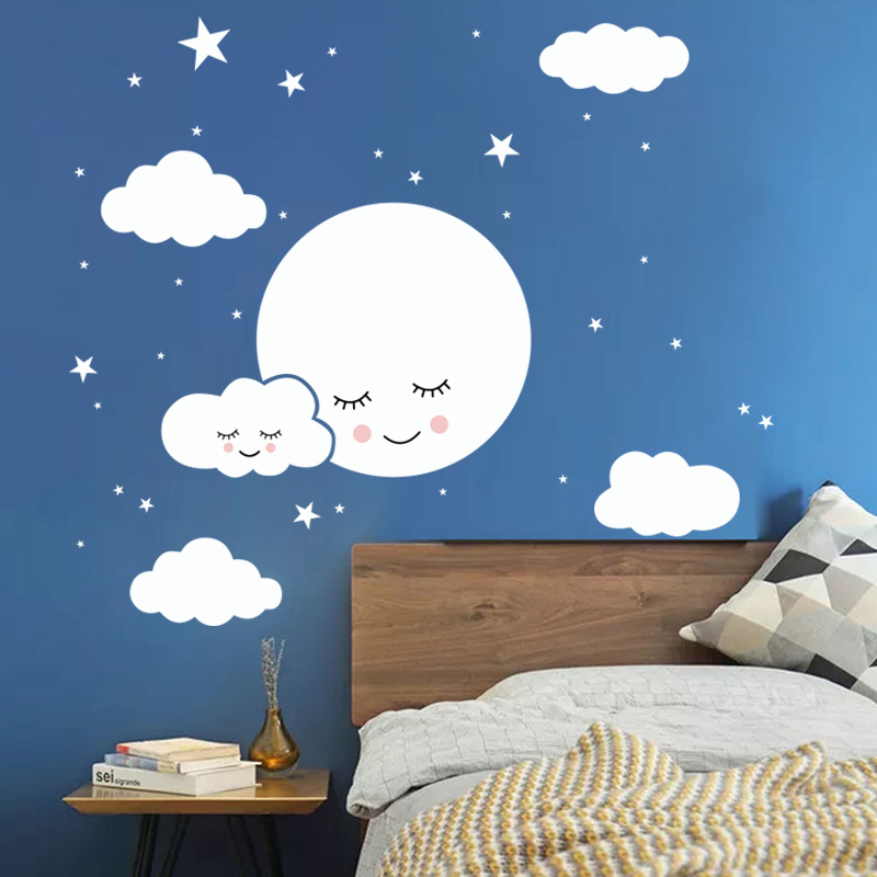Biała kreskówka uśmiechnięta c – Baby Nursery Mural Wallpaper recenzja i cena