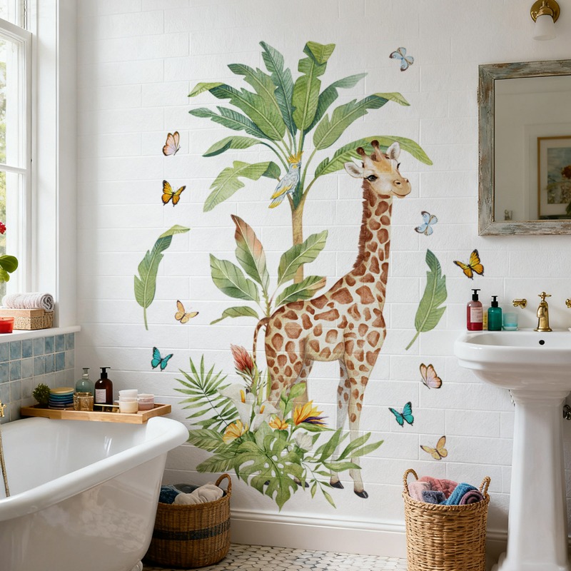 Naklejka ścienna z dużą żyrafą – Baby Nursery Mural Wallpaper recenzja i cena