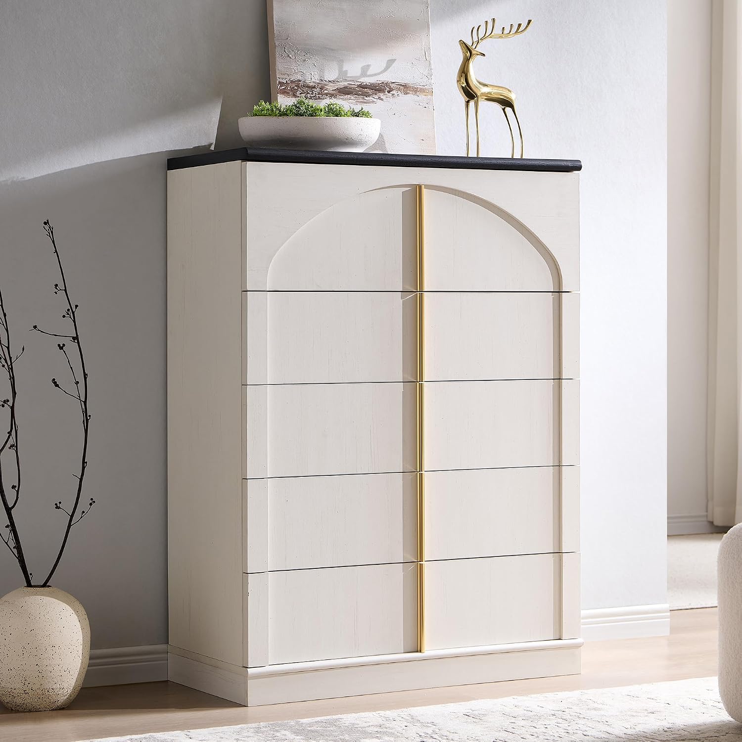 Komoda z 5 szufladami, wysokoś – Drawer Dresser White recenzja i cena