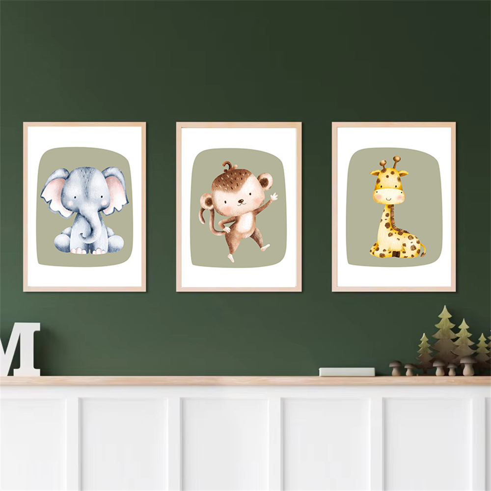 Cute Monkey Zebra Giraffe Lion – Baby Nursery Green recenzja i cena