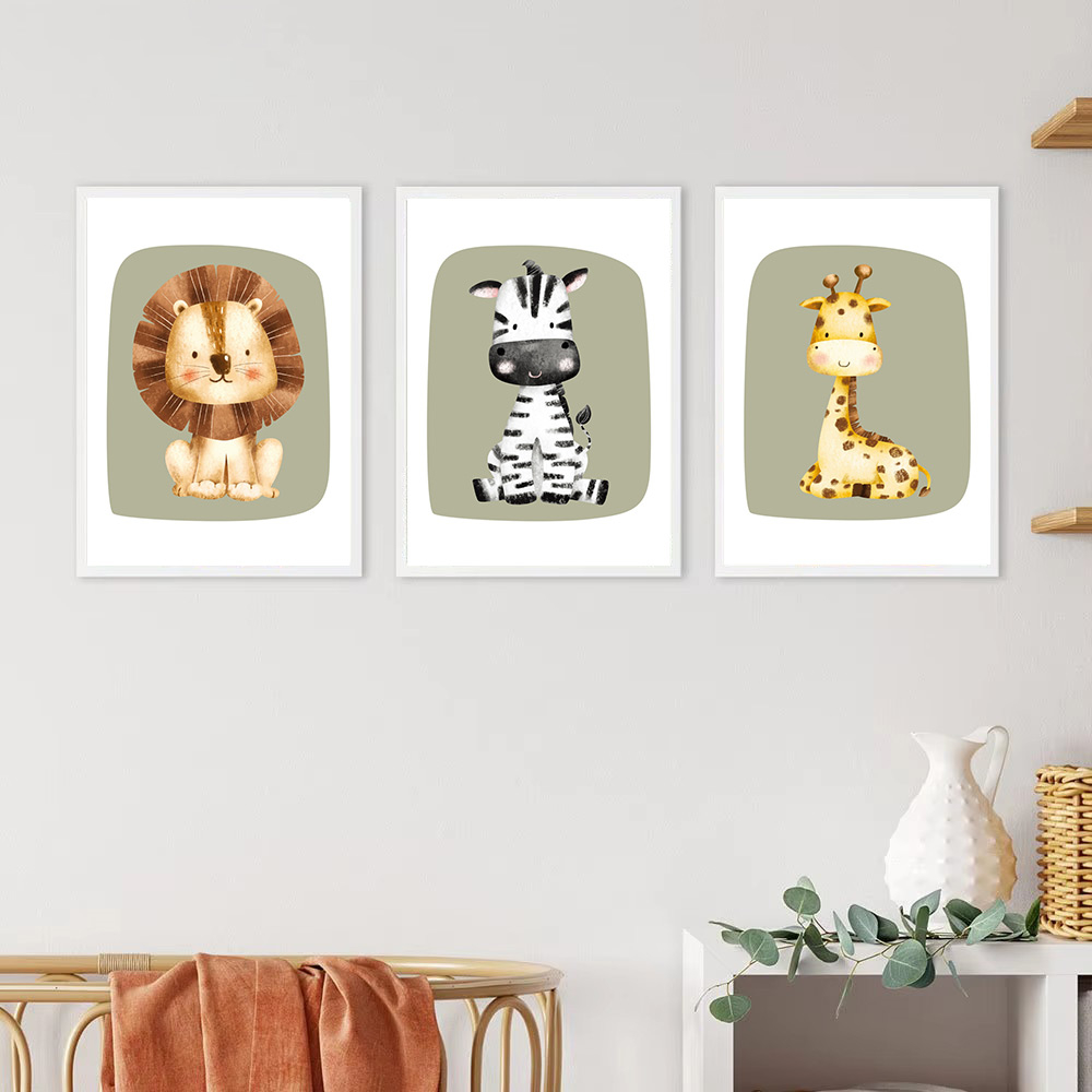 Cute Monkey Zebra Giraffe Lion – Baby Nursery Green recenzja i cena