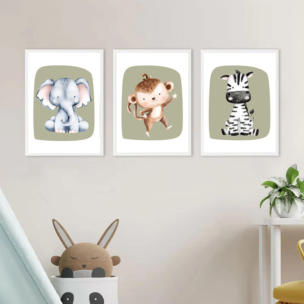 Cute Monkey Zebra Giraffe Lion – Baby Nursery Green recenzja i cena